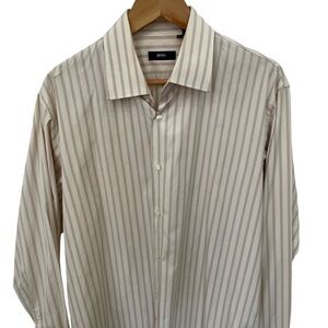 Hugo Boss Striped Dress Shirt - brown and beige